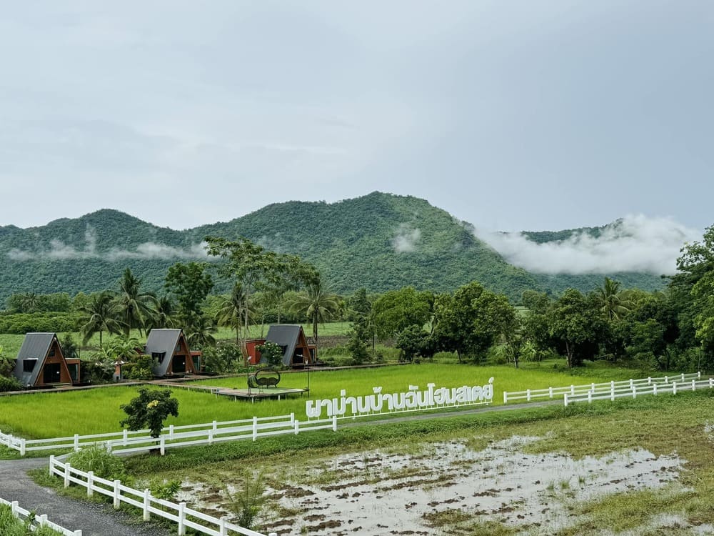 รูปมุมสูงของที่พัก ผาม่าน บ้านฉัน โฮมสเตย์