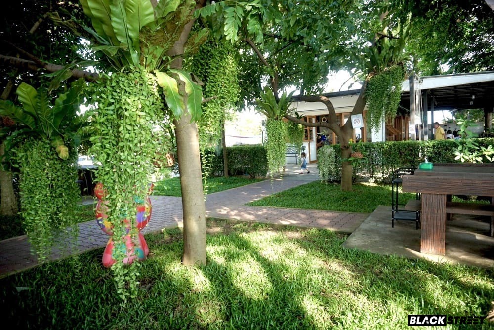 โซนสวนด้านนอกร้านให้บรรกาศดี แต่แอบร้อนไปนิด